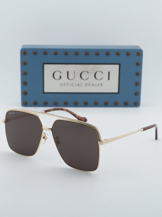 Gucci GG1099SA 003 Aviator Sunglasses - Gold\\Brown main image 6